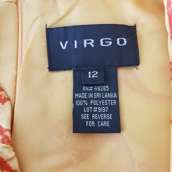 VIGRO Womans Oriental Style Leaf Patten Dress  Size 12 - Picture 8 of 8